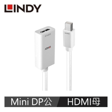 LINDY 林帝  Mini DisplayPort公 轉 HDMI母 轉換器 20CM