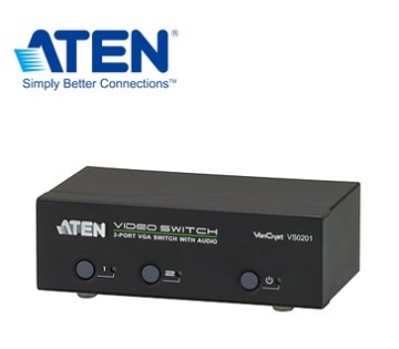 ATEN 將2個音訊/視訊來源連接至單一顯示器或投影機 VS0201