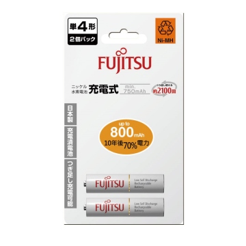 Fujitsu 4號低自放充電電池800mAh AAA (2入)