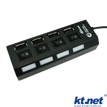 KTNET 藍極光 USB2.0 HUB集線器 4埠+電源
